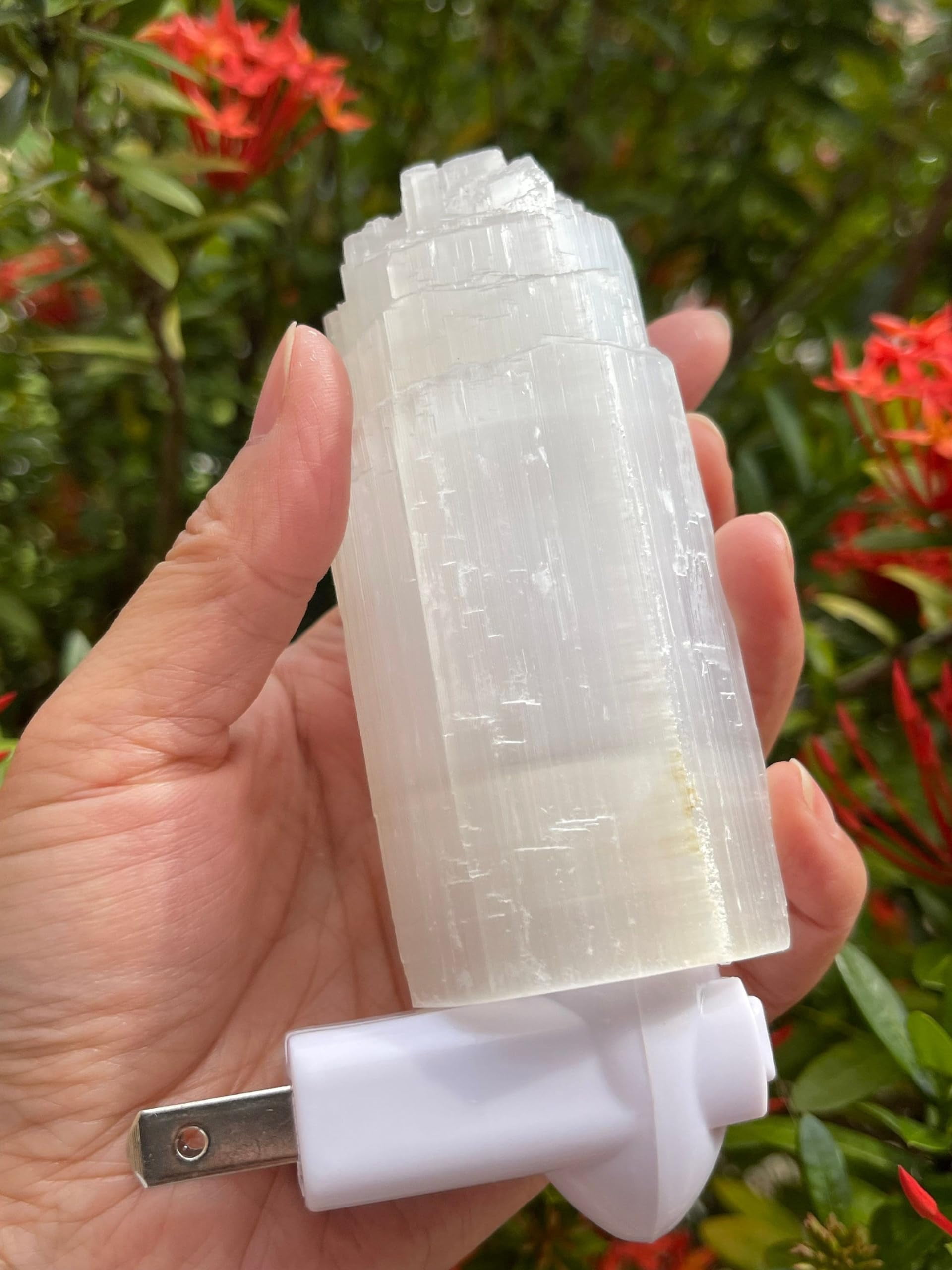 Selenite Iceberg Night Light, Selenite Crystal Nightlight Plugin, Selenite Skyscraper, Night Light Kids and Baby Nursery (2 Night Lights)
