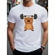 thumbnail image 1 of Camiseta informal de cuello redondo para hombre, 100 % poliéster, corte regular, manga corta, con estampado geométrico de capibara para levantamiento de pesas, ideal para verano y gimnasio., 1 of 5