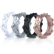 Silicone Wedding Rings for Women by Rinfit - Rubber Band Replacement - Space Collection - 4 Rings Pack