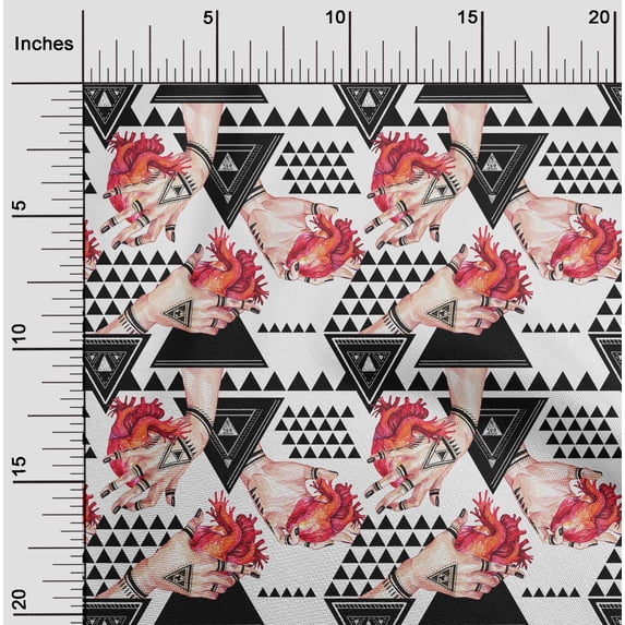 oneOone Silk Tabby Red Fabric Triangle Geometric Fabric For Sewing Printed Craft Fabric By The Yard 42 Inch Wide