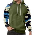 thumbnail image 2 of Men's Pullover Hoodie Long Sleeve Raglan Sweatshirt with Abstract Print Casual Loose Fit Kangaroo Pocket Green L, 2 of 5