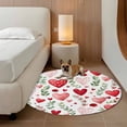 thumbnail image 2 of Valentine's Day Round Area Rug 4Ft Washable Circle Rugs for Bedroom Dining Room, Pink Red Love Heart Spring Green Botanical Non-Slip Carpet Floor Mats Indoor Outdoor Carpet Runner Home Decor, 2 of 8