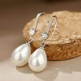 thumbnail image 5 of PPgejGEK Earrings for Women 925 Silvery Pearl Drop Earrings for Women Trendy Gold Dangle Earrings AAA+ Quality Wedding Earrings Jewelry for Brides up to 30% off, 5 of 7