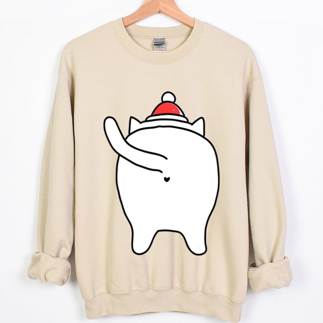 Sudadera navideña para mujer, suéter de otoño con animales de dibujos animados, regalo para amantes de los gatos, sudaderas con capucha informales de moda navideña, ropa para niñas