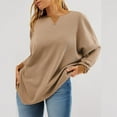 thumbnail image 7 of Bxsruta Blouse for Women, Womens Oversized Sweatshirts 2024 Casual Crewneck Long Sleeve Knit Tops Pullover, Coffee L, 7 of 7