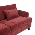 thumbnail image 5 of Modern Loveseat Sofa, Chenille Upholstered 2-Seat Sofa Couch with Rubber Wood Legs and 2 Pillow, Comfy Cloud Sofa Couch for Apartment Bedroom Office Club, Wine Red, 5 of 9
