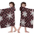 thumbnail image 4 of Red and Black Checkered Christmas Snowflake Pattern Hooded Bath Towel，60"x35" for Ages 3 To 12 Kids, Quick Dry Lightweight Soft Microfiber Hood Beach Towel Cover Up for Kids, 4 of 7