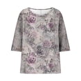 thumbnail image 5 of Mujeres 3/4 Manga Tops Y Blusas de Impresión Suelta Camisa Cortada, Casual Cuello Redondo Blusa para la Primavera Y el Verano, 5 of 5