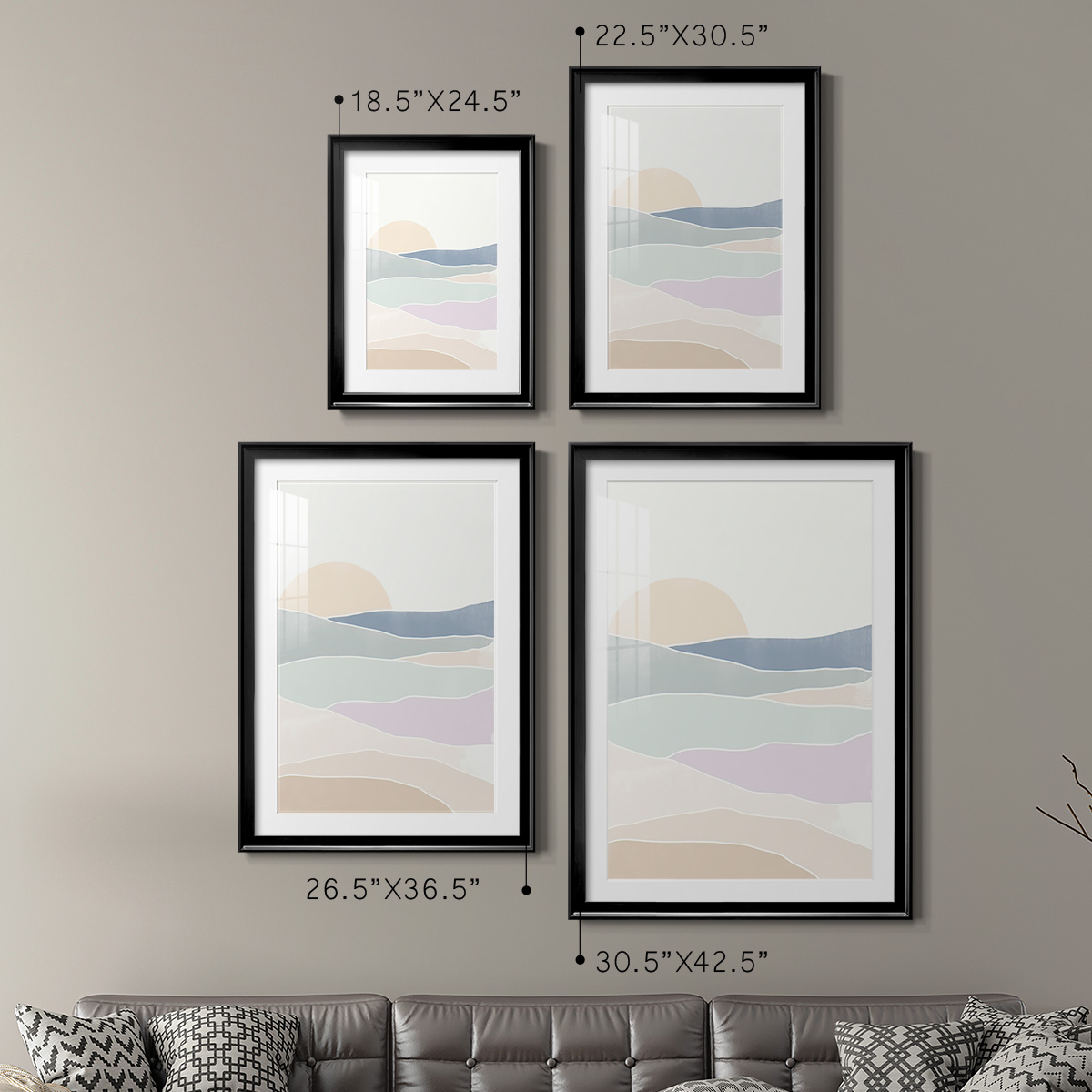 Wexford Home Wave Tableau I Premium Framed Print, 26.5" x 36.5" - Ready to Hang, Black (Set of 2)
