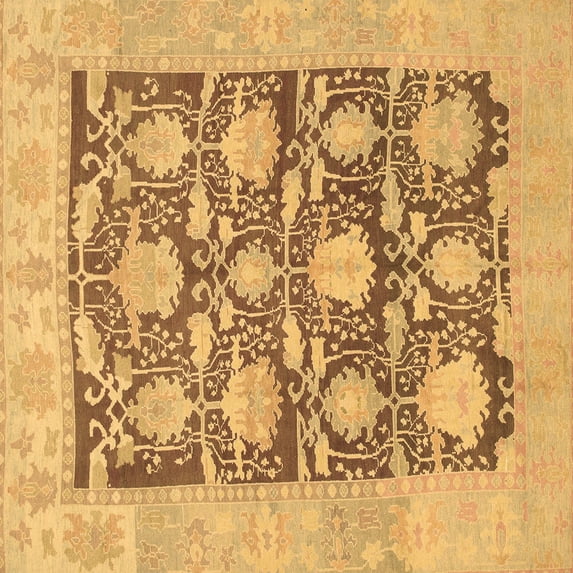 Ahgly Company Indoor Square Abstract Brown Modern Area Rugs, 5' Square