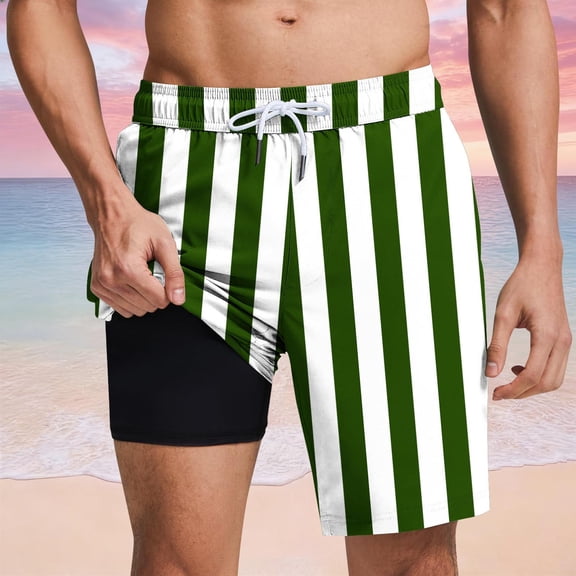 Vetsdori Dry Fit Shorts for Men Beach Summer Short Pants Elastic Waist Casual Lining 2 in 1,Breathable Mens Shorts Ropa,Size L