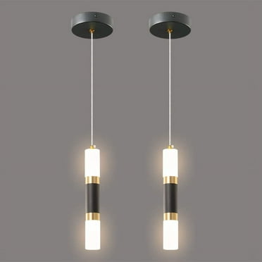 ZHLWIN Black Mini Pendant Light, Modern Kitchen Island Light Fixture Dimmable LED  Gold Small Pendant Lighting for Bedroom Bedside Table Black, 2-Pack