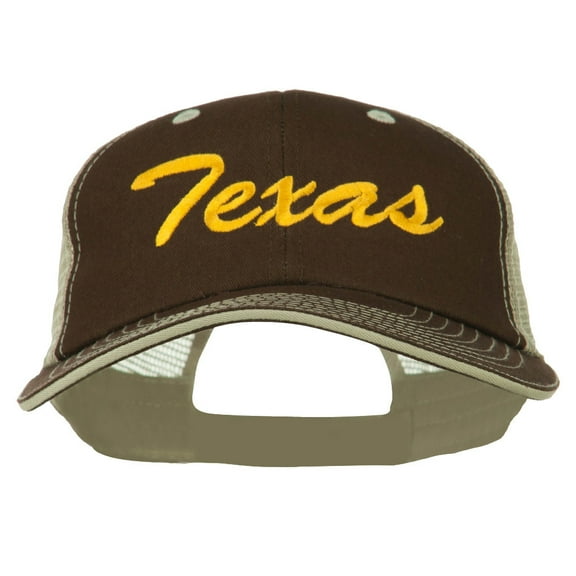 Mid State Texas Big Embroidered Mesh Cap - Brown Beige XL-3XL