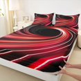 thumbnail image 3 of Manfei Geometric Lines 4-Piece Full Size Sheets for Children Teens,Spiral Swirl Stripes Bed Sheets,Black Red Lightweight Sheet Sets,Breathable Home Decor, 3 of 7