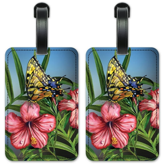Yellow Butterfly - Luggage ID Tags / Suitcase Identification Cards - Set of 2