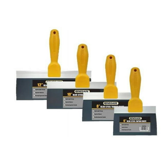 Renegade Textured Handle Blue Steel Taping Knives Set (6, 8, 10, 12")