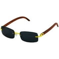 thumbnail image 3 of Slim Rimless Rectangular Sunglasses with Metal Wood Print Frame Luxe Dean, 3 of 4