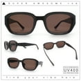 thumbnail image 2 of Womens Beveled Rectangle Mod Hipster Plastic Fashion Sunglasses All Brown, 2 of 8
