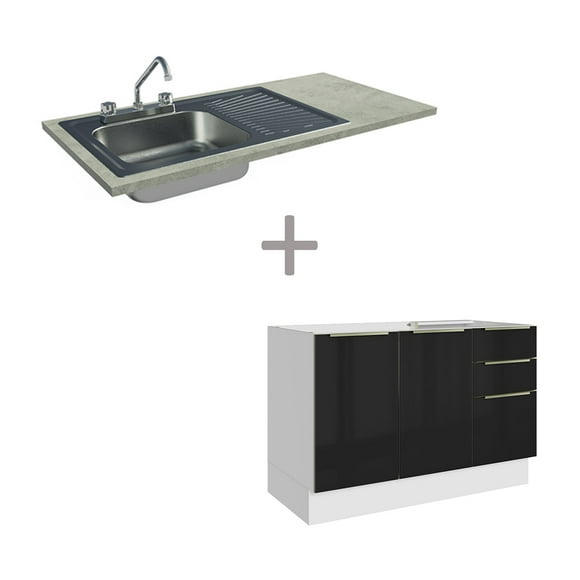 Gabinete Bajo Cocina Madesa Lux Con Acessorios y Tarja BN 01