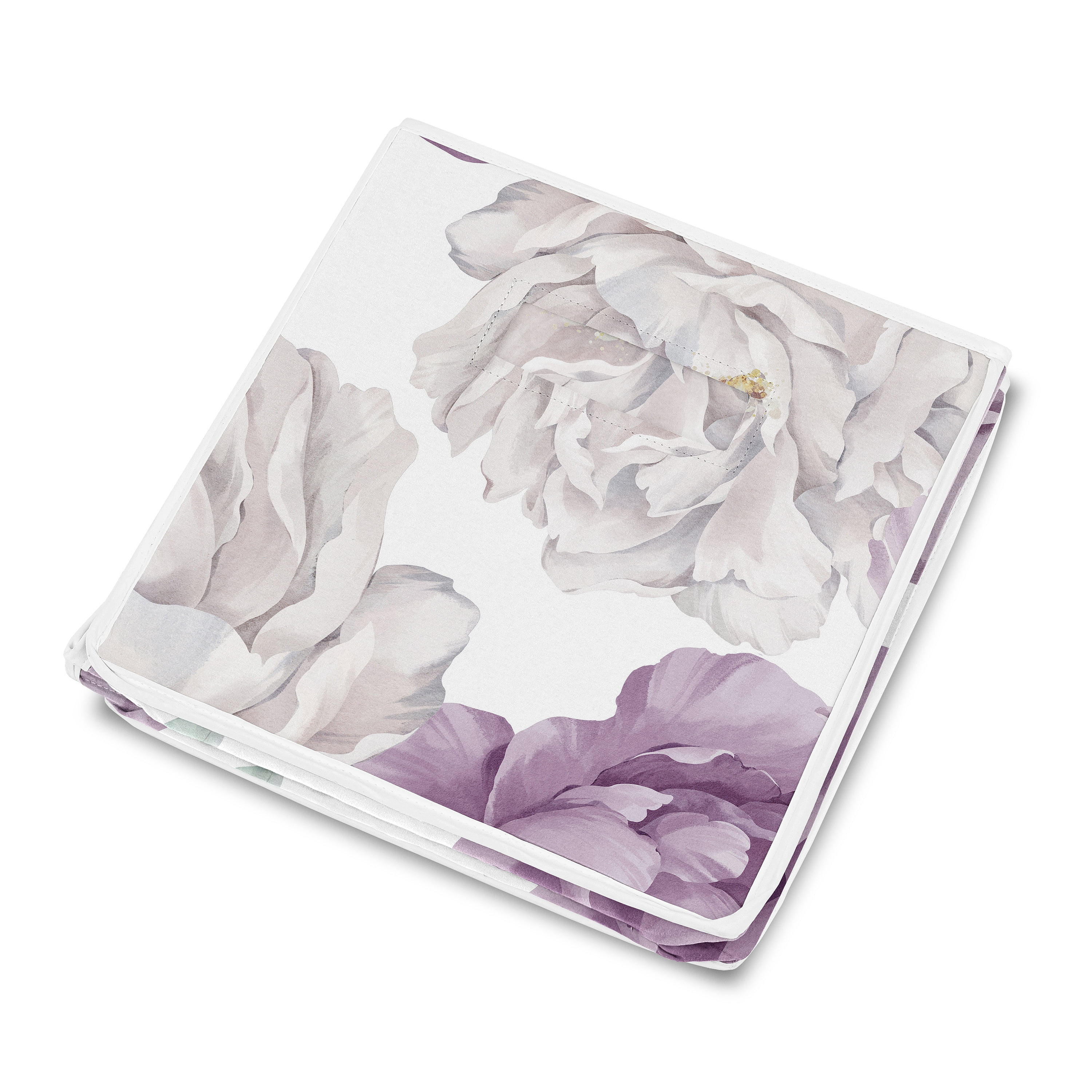 Sweet Jojo Designs Peony Floral Garden Lavender Purple and Ivory Girl Storage Fabric Toy Box