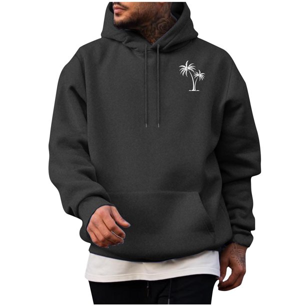 Sudadera con capucha para hombre, informal, a la moda, de color liso, de manga larga, con bolsillo, de poliéster