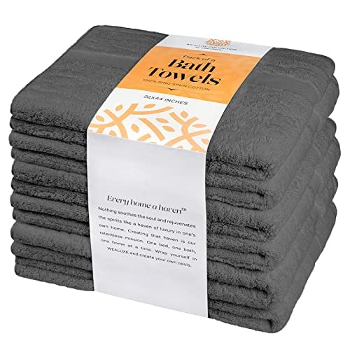 Wealuxe Small Bath Towels 22x44 Inches, 100% Cotton Lightweight Thin  Bathroom Towels for Gym, Spa, Saloon [6-Pack, Grey]