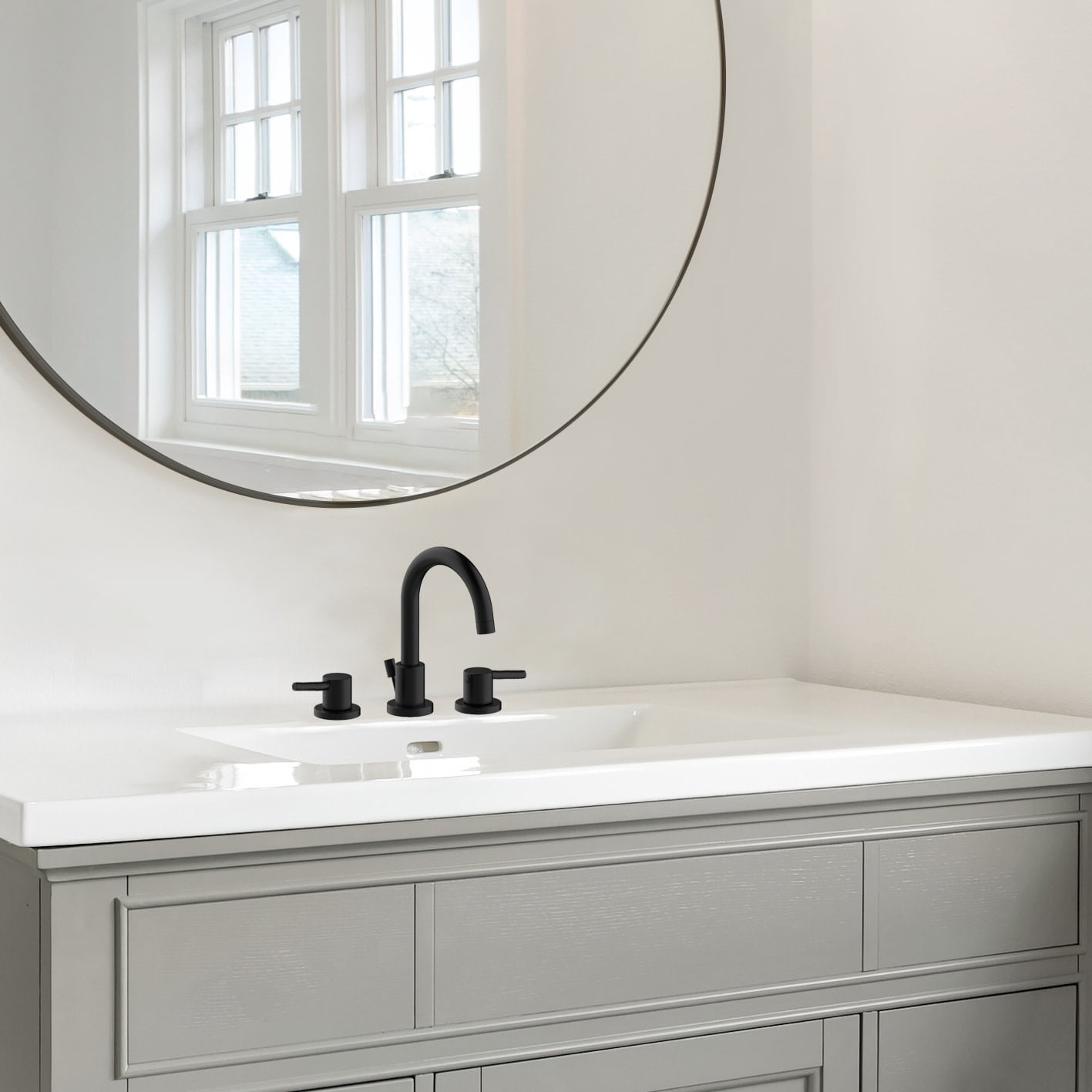 Design House Eastport II Badezimmerarmatur – Weit Verbreitet, Matt Schwarz, Mit 2 Griffen, 20 Cm Auslaufhöhe, Für Waschbecken