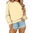 thumbnail image 4 of BODOAO Women's Casual Long Sleeve Sweatshirt Tops Mock Turtleneck Lightweight Tunic Fall Pullover Solid Color Fleece Lined Hoodie Loose Thick Baseball Jacket High Collar Autumn Winter Yellow+Beige Xl, 4 of 8