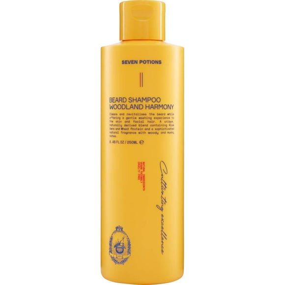 Champú para barba Seven Potions para hombres Woodland Harmony 8.45 onzas líquidas - Natural vegano libre de crueldad - Lavado de limpieza suave para una barba limpia sin picazón