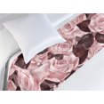 thumbnail image 3 of Floral Bed Runner, Romantic Bloom Vintage Digital Painting Roses and Leaves Soft Warm Tones, Decorative Accent Bedding Scarf for Hotels Homes & Guest Rooms, Twin, Dark Maroon Pale Pink, by Ambesonne, 3 of 3