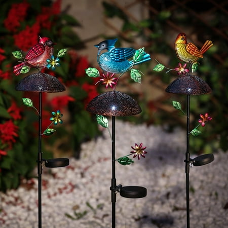 set of 3 bird solar light garden stakes walmart com solar garden lights bird of paradise
