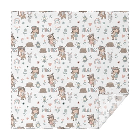 White Forest Girl Pattern Square Tablecloth,Waterproof Square Table Cover,Wipeable Spillproof Washable Table Cover for Home Kitchen Party Decor 42"X42"(107x107cm)