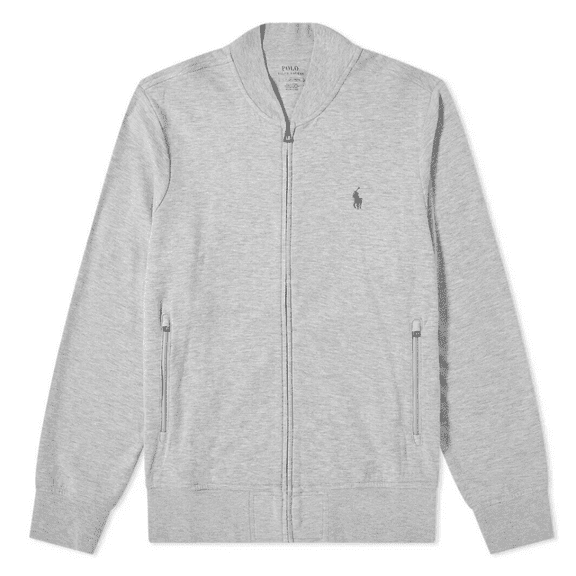 Polo Ralph Lauren Full Zip Jersey Bomber Mens Grey Heather w/Grey Pony, S