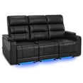 thumbnail image 4 of MCombo 77.6" 3 Seats Power Reclining Sofa, Home Theater Seating with LED Light & Armrest Storage, Faux Leather, Black, 4 of 9