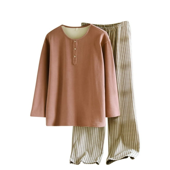 FAWUUDO Men's Cotton Gauze Pajama Set Lightweight Long Sleeve Sleepwear Spring Fall Lounge Set