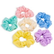 Claire's Cute Mini Scrunchies for Girls, Hair Tie Accessory, Pack of 6 Mixed Pastel Colors, Ideal as Ponytail Holder or Hair Elastic, Outer Diameter: 3 in/7.62 cm