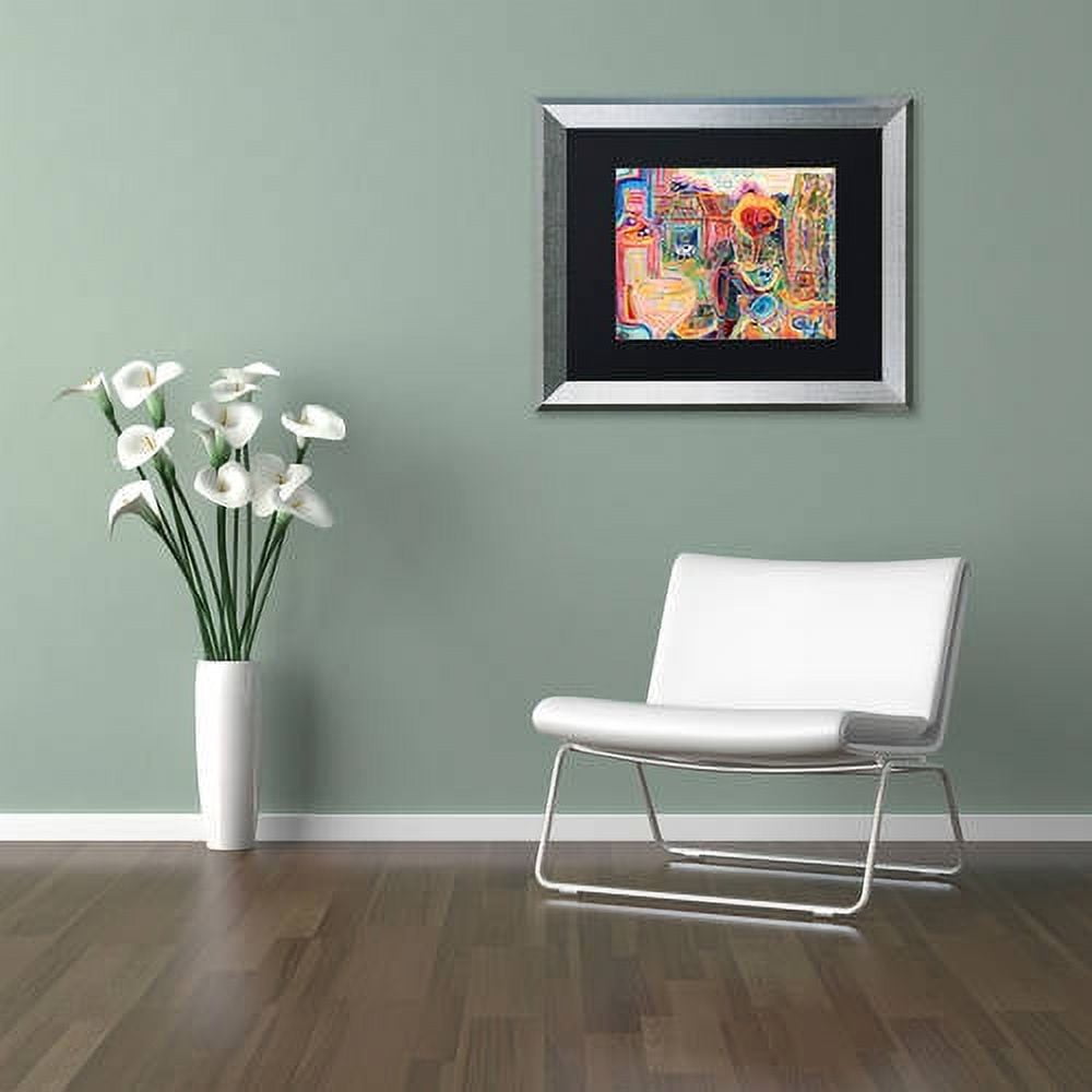 Trademark Fine Art "The Cow Sees Everything" Canvas Art by Josh Byer, Black Matte, Silver Frame