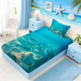 thumbnail image 5 of Manfei Underwater Wave Twin Sheet Sets for Kids Boys and Girls, Coastal Ocean Print Bedding 3 Pieces, 1 Flat Sheet, 1 Fitted Sheet and 1 Pillowcase, 5 of 6