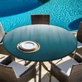 thumbnail image 6 of Blue Ombre Round Tablecloth, Fitted Table Cover with Elastic for 36"-44" Round Tables, Contemporary Gradient Abstract Art Table Cloth Outdoor Indoor Dinning Party Waterproof Tablecloths, 6 of 7