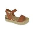 thumbnail image 1 of Soda Women Wedge Sandals Open Toe Ankle Strap Flatform Espadrilles Trim Platform clip-S Tan Brown 7, 1 of 3