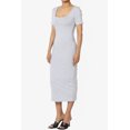 thumbnail image 3 of TheMogan Robe Midi Moulante Crayon en Coton Extensible à Manches Courtes et Encolure Carrée pour Femmes P-TG, 3 of 6