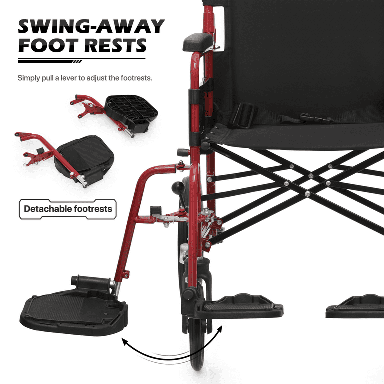 Monicare FDA Approved Transport Wheelchair, Foldable, Flip