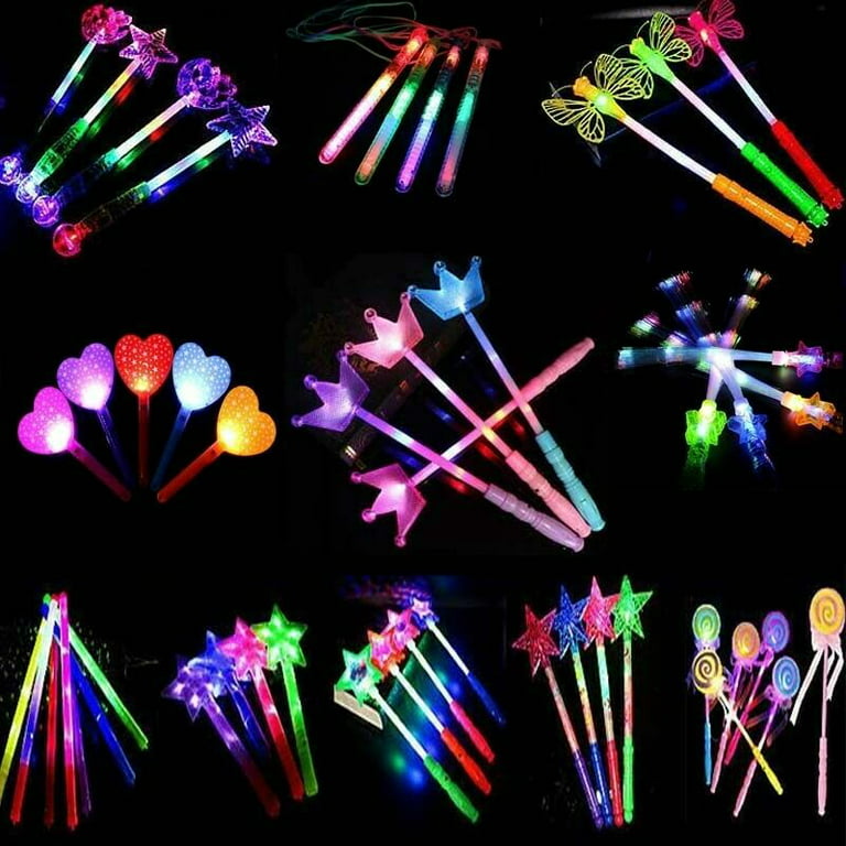 QHTT Pack of 120 Foam Sticks Colorful LED Foam Glow Sticks Flashing Glow  Wands Light Up Rave Glowsticks for DJ Cheer Flashing Wedding Birthday Party  Christmas Gift 