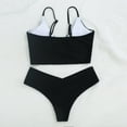 thumbnail image 3 of Hicidod Swimsuit for Women High Waisted Solid Bikini Sets Two Piece Tummy Control Surfing Bathing Suit V Neck Swimwear, 3 of 6