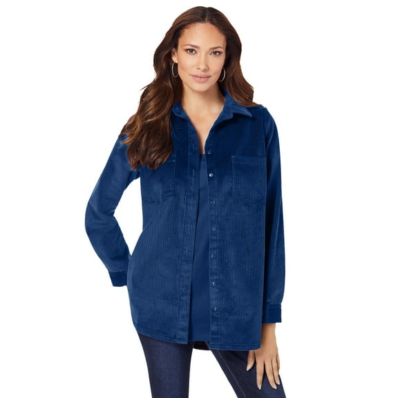 Roaman's Women's Plus Size Corduroy Button-Front Shirt