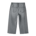 thumbnail image 4 of Womens Wide Leg Capris New Capri Jean for Women Summer Straight Leg Versatile Cropped Pants Fashion Frayed Hem Denim Capri Pants with Pocket Gray S, 4 of 9
