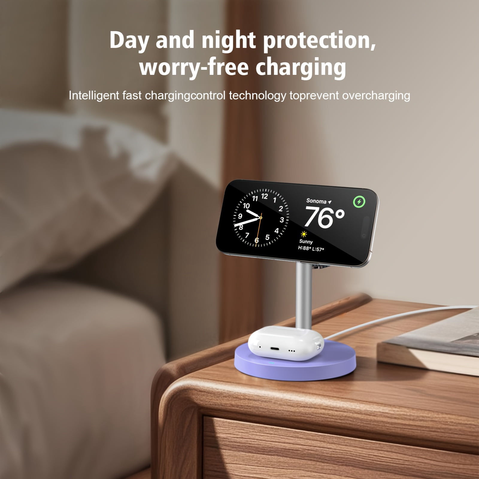 3-in-1 Magnetic Wireless Charger Stand: 15W Fast Charging for iPhone 16/15/14/13/12, Apple Watch & AirPods | Adjustable, Heat Dissipation, Strong Magnetic Grip, Dopamine Colors