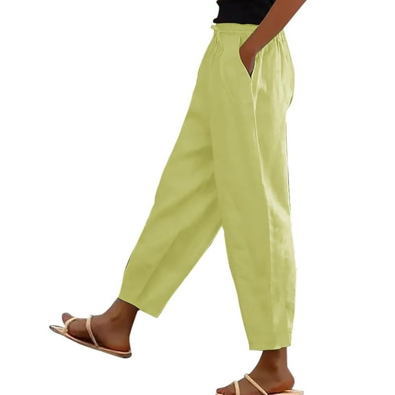 AherBiu Plus Size Pants for Women Lightweight Summer Slacks High Waisted Casual Lounge Trousers with Pockets