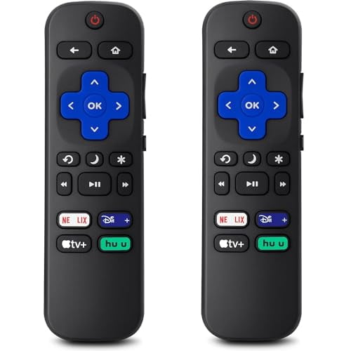 [2 Pack] Replacement for Roku-TV-Remote,Compatible for TCL Roku/Hisense Roku/Onn Roku/Sharp Roku Series Smart TVs (Not for Roku Stick and Box)