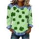 thumbnail image 3 of TaTaai Ladies Irish Festival Long Sleeve Top Spring Patchwork Design Round Neck Solid Color Casual Blouse Comfy Stretchy Shirt for St Patrick Holiday Outfits Gift, 3 of 5